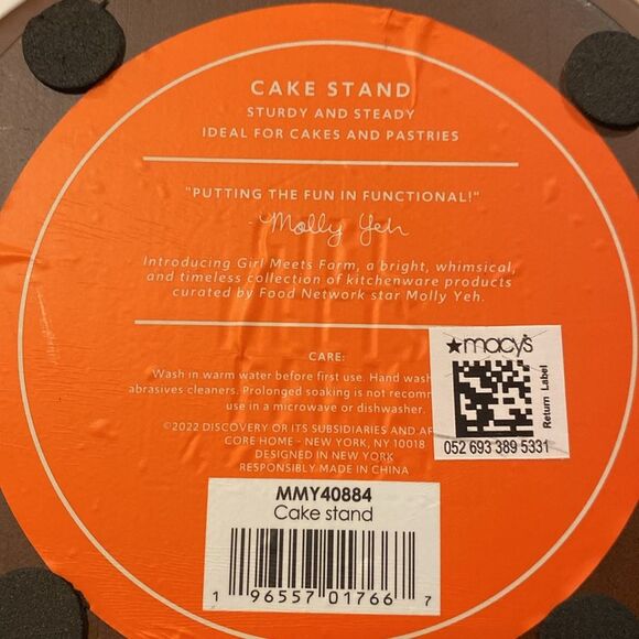 Girl Meets Farm NWT 10” Diameter Wooden Cake Stand. Pretty Engraved Flowers - Picture 5 of 5